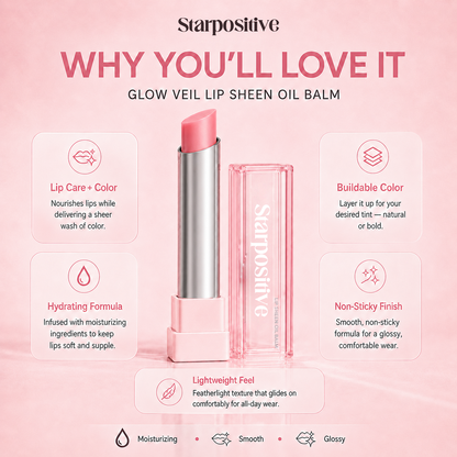 🔥Last Day Buy 1 Get 1 Free|Starpositive GLOW VEIL LIP SHEEN OIL BALM
